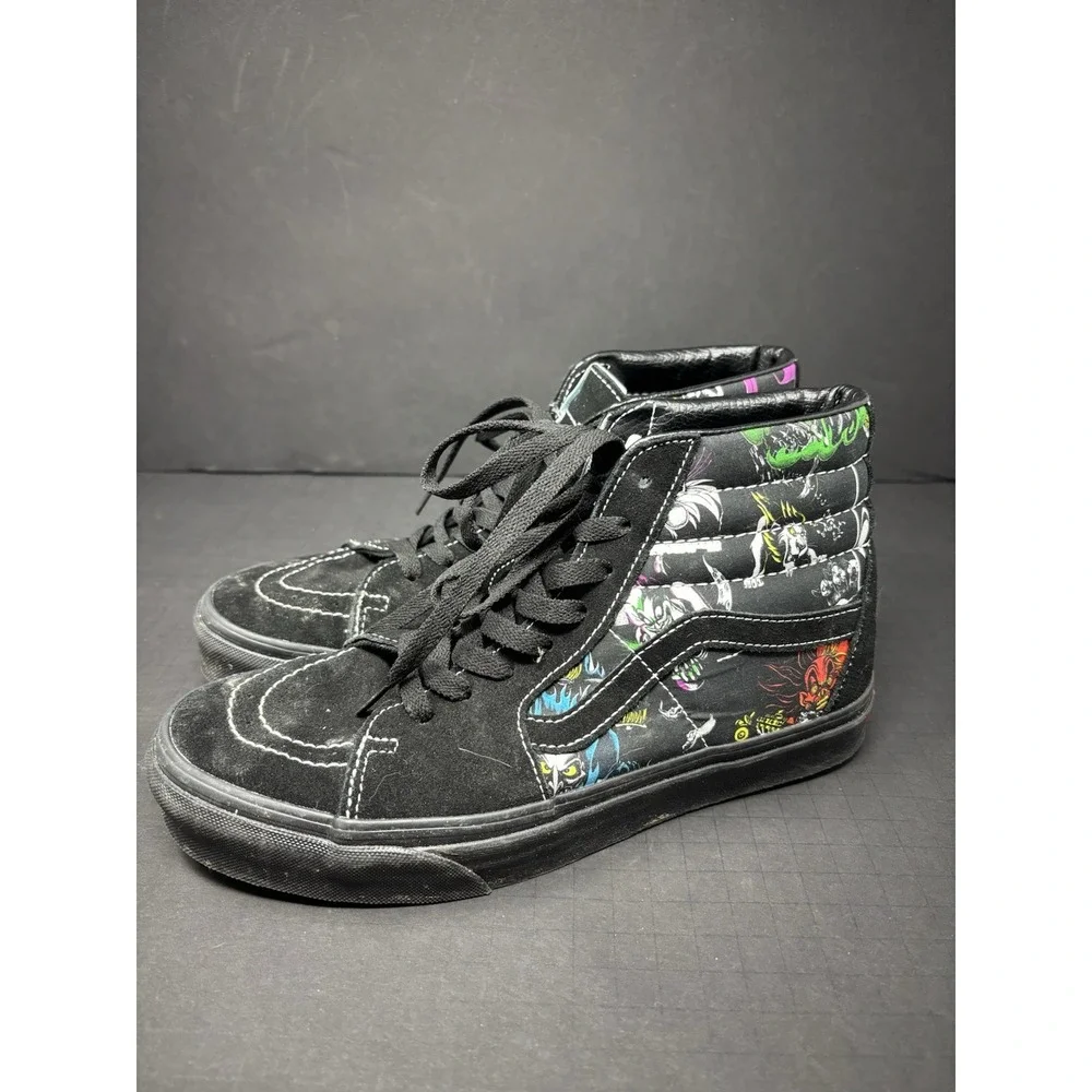 Vans Sk8-Hi Disney Villains Womens 9.5 Black Suede Skateboarding Sneakers Shoes